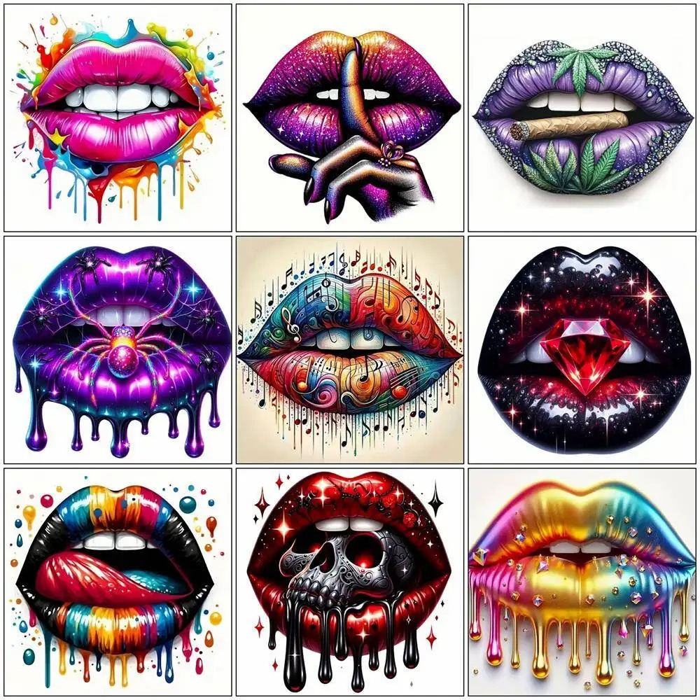 Embroidery Lips - Алмазная вышивка «Губы» (полная выкладка квадратными