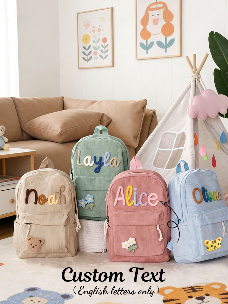Embroidery Initials Designs - Персонализированный вельветовый рюкзак унисекс — с