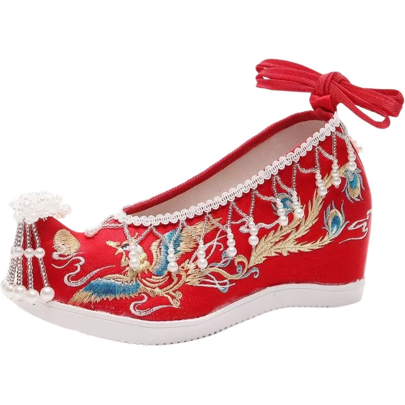 Embroidery Red - Женские новые красные свадебные туфли с