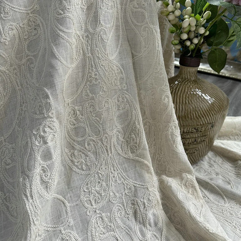 Ткань из чистого льна с вышивк – обзор и цена Embroidery Chain Stitch