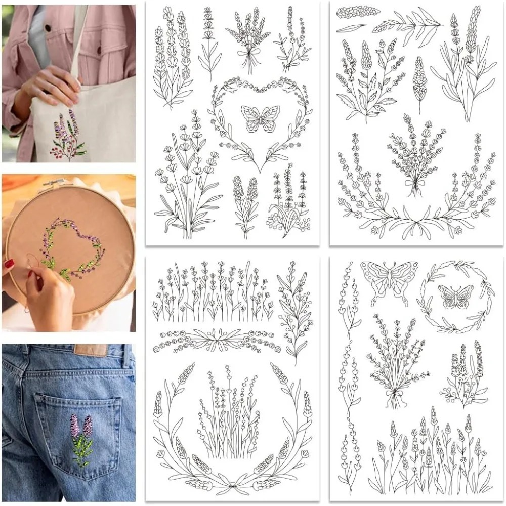 4 листа, цветок лаванды, бабоч – обзор и цена Embroidery Sheet