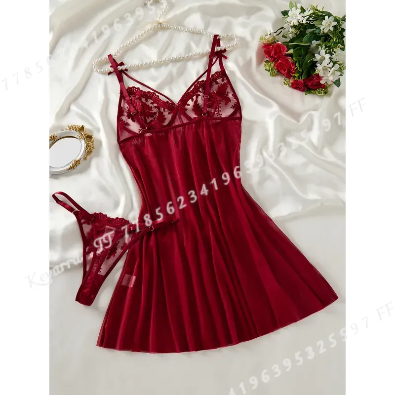 Винно-красная женская ночная с – обзор и цена Embroidery Red